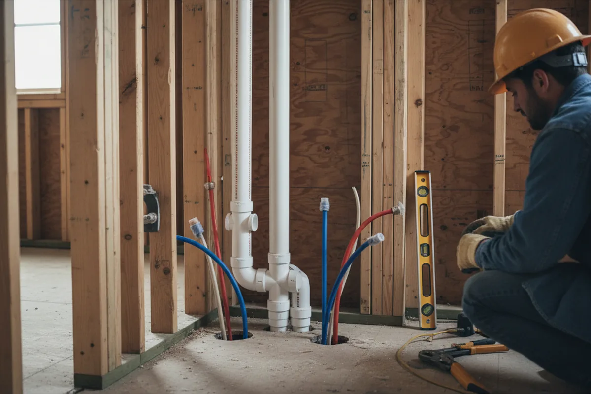Drain and supply rough-in during Toilet Repair and Installation in Kenmore