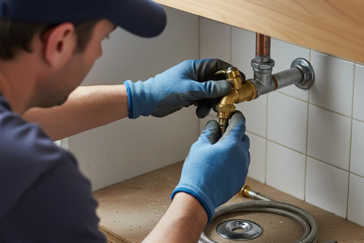 Shutoff valve and fitting work during Burst Pipe Repair in Kenmore